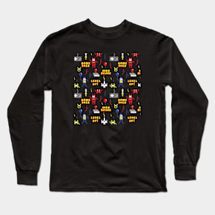 Retro gaming pixel pattern Long Sleeve T-Shirt